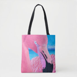 Oceanië The Big Head Flamingo Boodschappentas Tote Bag