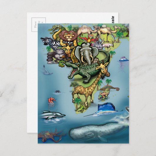 Oceanië - Wereldkaart Afrika Briefkaart (Voorkant / Achterkant)