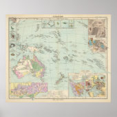 Oceanien - Atlas Kaart van Oceanië Poster (Voorkant)