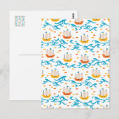 Oceanisch Avontuur: Gele en Rode Zeilschepen wi Briefkaart (Voorkant / Achterkant)