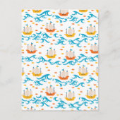 Oceanisch Avontuur: Gele en Rode Zeilschepen wi Briefkaart (Voorkant)