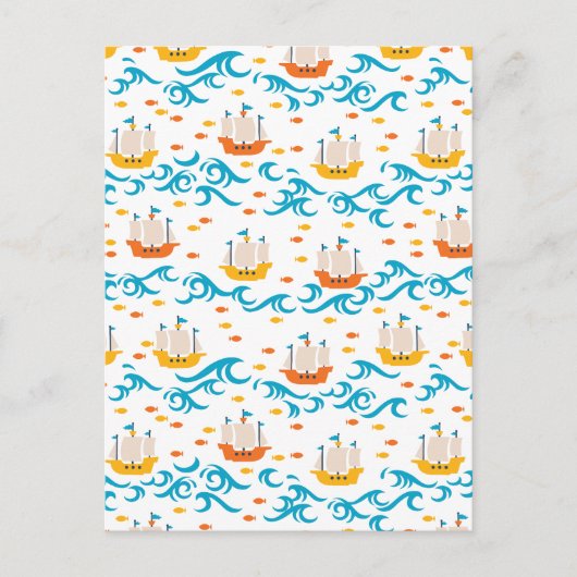 Oceanisch Avontuur: Gele en Rode Zeilschepen wi Briefkaart (Voorkant)