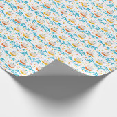 Oceanisch Avontuur: Gele en Rode Zeilschepen wi Cadeaupapier (Hoek)