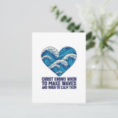 Oceanisch blauw Christus en de golven ontwerp Briefkaart (Staand voorkant)