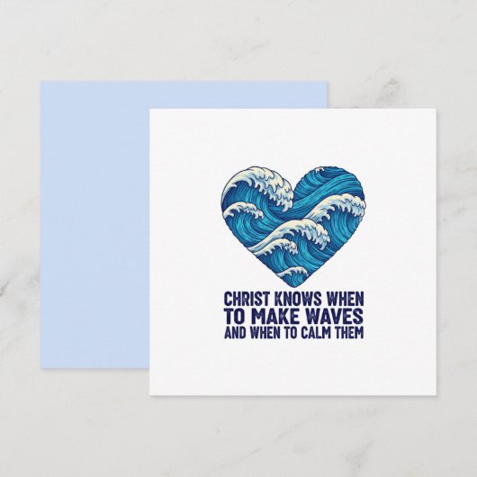 Oceanisch blauw Christus en de golven ontwerp Feestdagenkaart (Voorkant / Achterkant)
