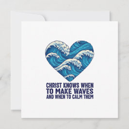 Oceanisch blauw Christus en de golven ontwerp Feestdagenkaart