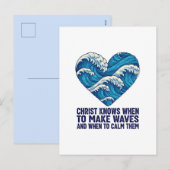 Oceanisch blauw Christus en de golven ontwerp Feestdagenkaart (Voorkant / Achterkant)