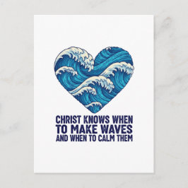 Oceanisch blauw Christus en de golven ontwerp Feestdagenkaart
