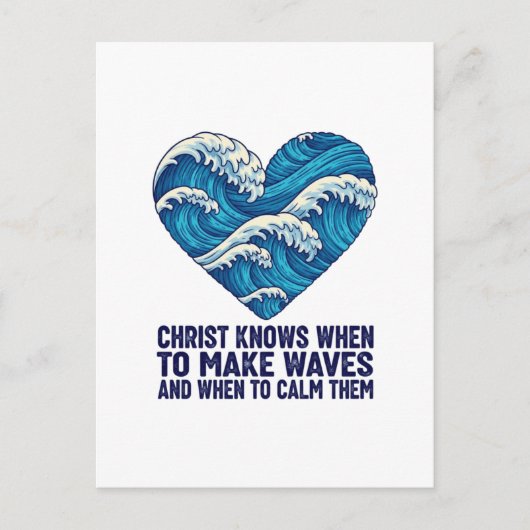 Oceanisch blauw Christus en de golven ontwerp Feestdagenkaart (Voorkant)