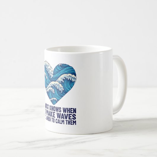 Oceanisch blauw Christus en de golven ontwerp Koffiemok (Voorkant rechts)