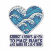 Oceanisch blauw Christus en de golven ontwerp Sticker (Voorkant)