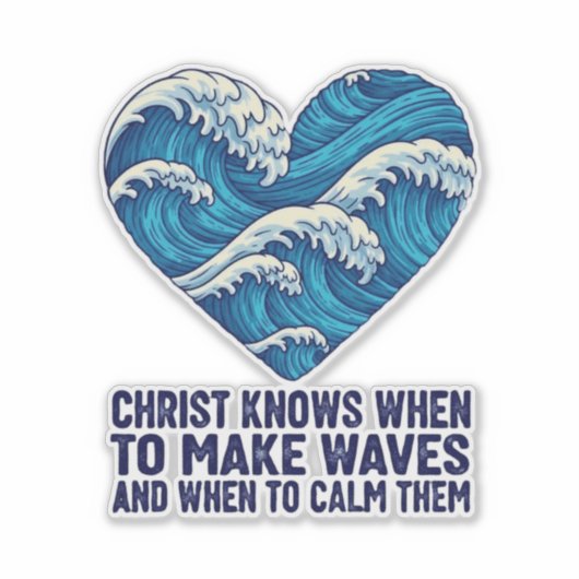 Oceanisch blauw Christus en de golven ontwerp Sticker (Voorkant)