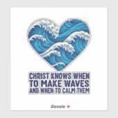 Oceanisch blauw Christus en de golven ontwerp Sticker (Vel)