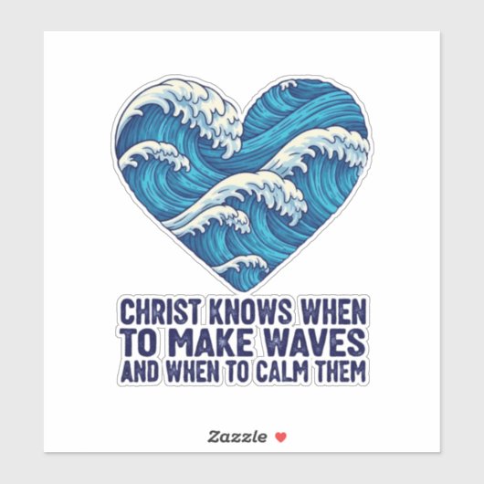 Oceanisch blauw Christus en de golven ontwerp Sticker (Vel)