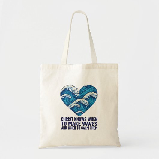 Oceanisch blauw Christus en de golven ontwerp Tote Bag (Voorkant)