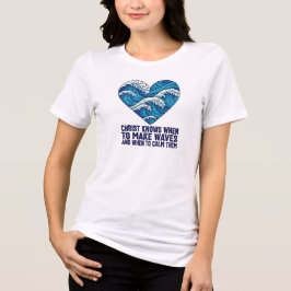 Oceanisch blauw Christus en de golven ontwerp Tri-Blend Shirt