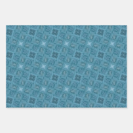 oceanisch geometrisch naadloos patroon inpakpapier vel (Voorkant)