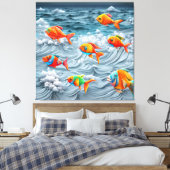 Oceanisch leven canvas afdruk (Insitu (Slaapkamer))