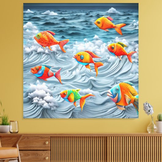 Oceanisch leven canvas afdruk (Insitu (Woonkamer))