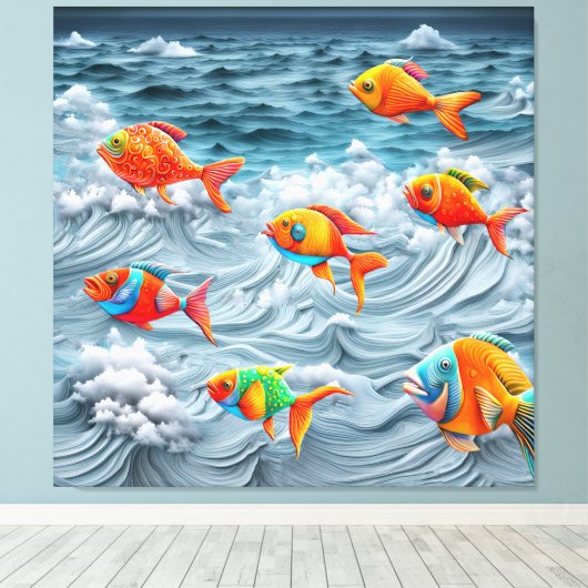 Oceanisch leven canvas afdruk (Insitu (Houten vloer))