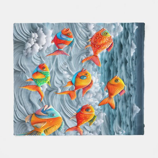 Oceanisch leven fleece deken (Voorkant (Horizontaal))