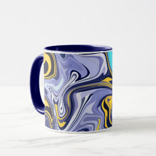 Oceanische golven - Abstracte blauw-gele vloeistof Mok