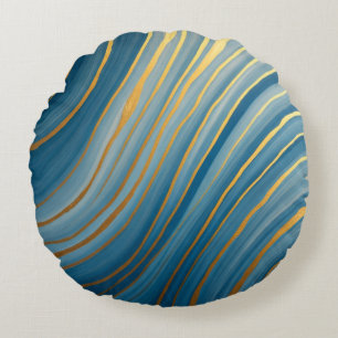 "Oceanische goudstrooming Rond Kussen