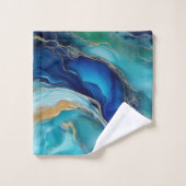 Oceanische harmonie: kobalt en Blauwgroen penseels Bad Handdoek (Wasdoekje)