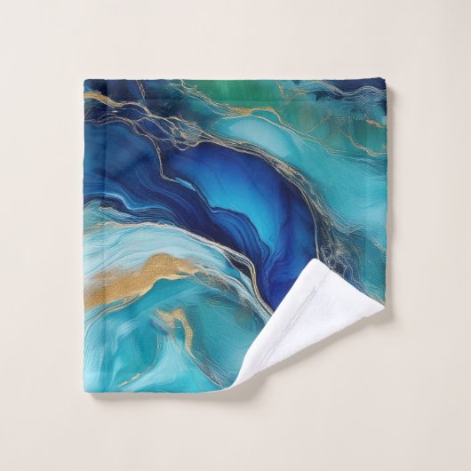 Oceanische harmonie: kobalt en Blauwgroen penseels Bad Handdoek (Wasdoekje)