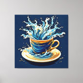 oceanische koffiesplash canvas afdruk (Voorkant)