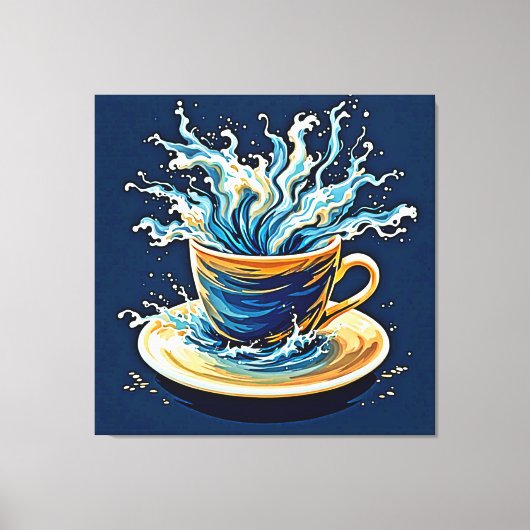 oceanische koffiesplash canvas afdruk (Voorkant)