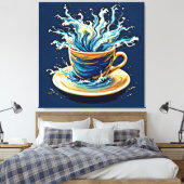 oceanische koffiesplash canvas afdruk (Insitu (Slaapkamer))