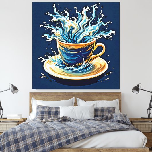 oceanische koffiesplash canvas afdruk (Insitu (Slaapkamer))