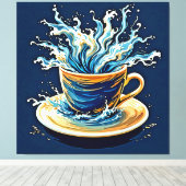 oceanische koffiesplash canvas afdruk (Insitu (Houten vloer))