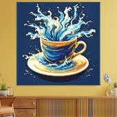 oceanische koffiesplash canvas afdruk (Insitu (Woonkamer))