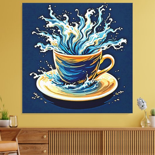 oceanische koffiesplash canvas afdruk (Insitu (Woonkamer))