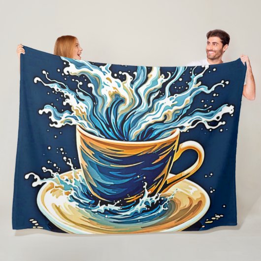 oceanische koffiesplash fleece deken (In situ)