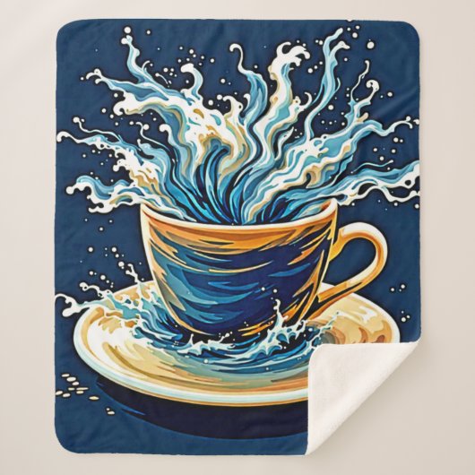 oceanische koffiesplash sherpa deken (Voorkant)