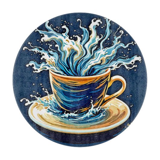 oceanische koffiesplash snijplank (Voorkant)