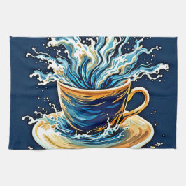 oceanische koffiesplash theedoek