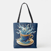 oceanische koffiesplash tote bag (Achterkant)