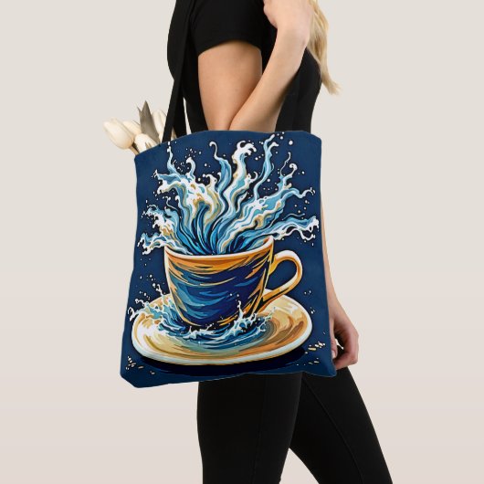 oceanische koffiesplash tote bag (Dichtbij)