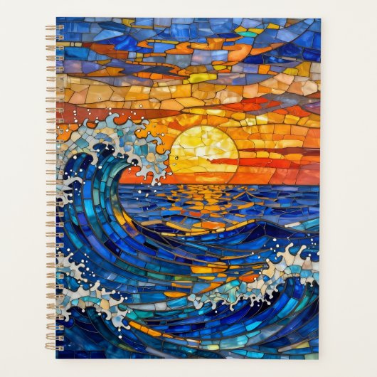 Oceanische kust oceaan golven zonsondergang planner (Voorkant)