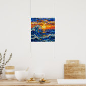 Oceanische kust oceaan golven zonsondergang poster (Keuken)