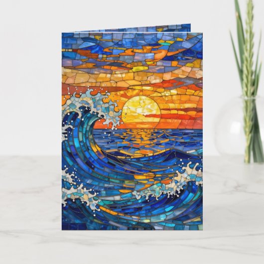 Oceanische kust oceaan golven zonsondergang verjaa kaart (Voorkant)
