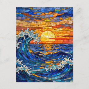 Oceanische kust oceaangolven zonsondergang briefkaart