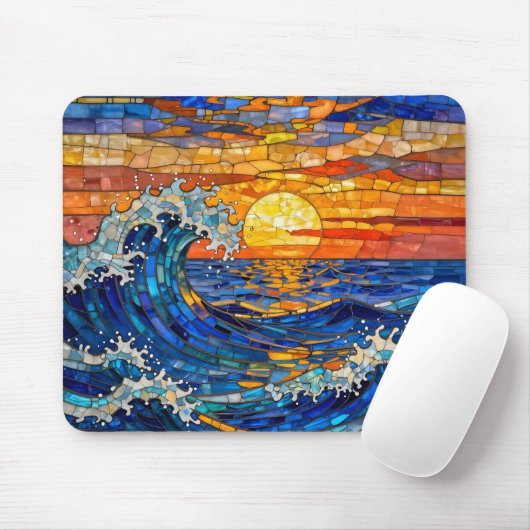 Oceanische kust oceaangolven zonsondergang   muismat (Met muis)