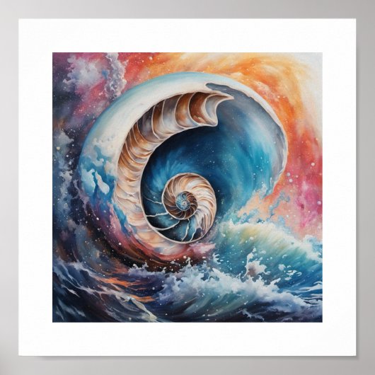 Oceanische Nautilus schelp Poster (Voorkant)