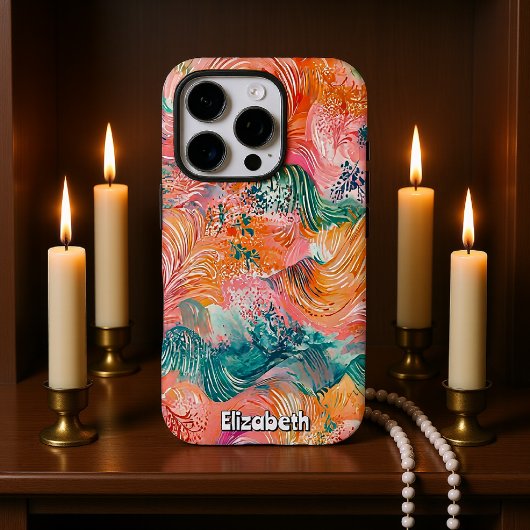 Oceanische stromingen: Abstract Blauwgroen en Sina Case-Mate iPhone Case