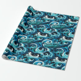 Oceanische Totempolen & Veer Golfontwerp Cadeaupapier